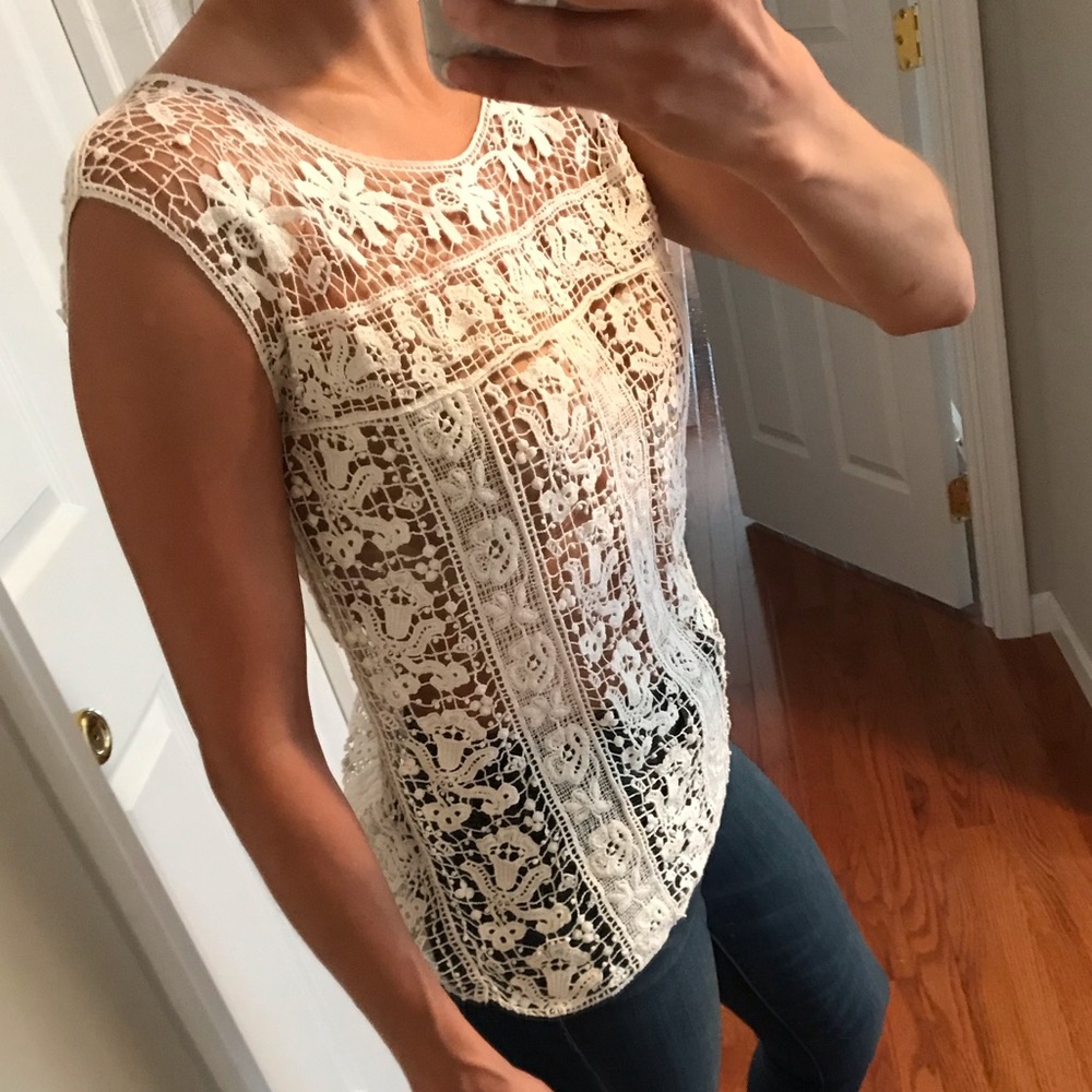 Bar III All Over Lace Cap Sleeve Tank Top XS